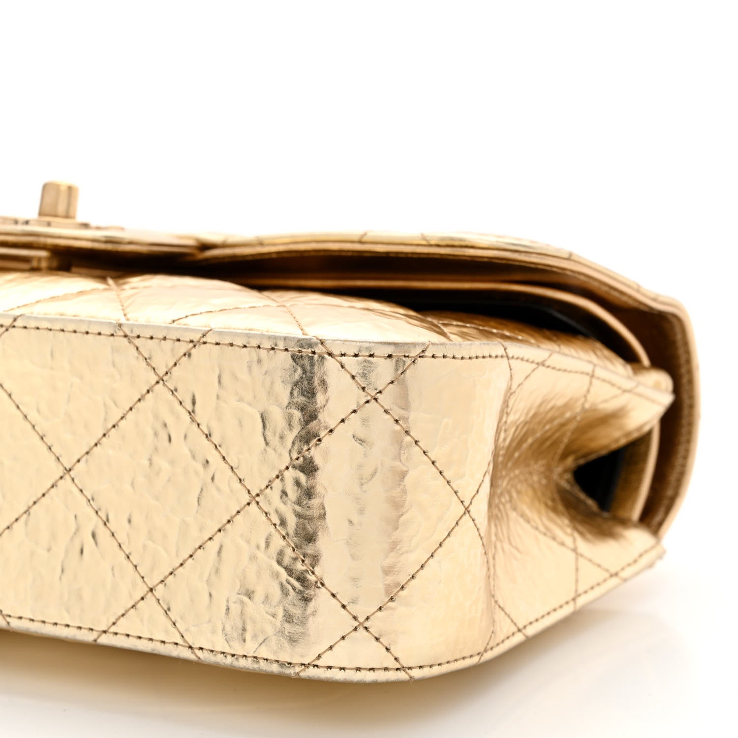 Chanel Hammered Metallic Calfskin Quilted Small Double Flap Gold 10 of 12