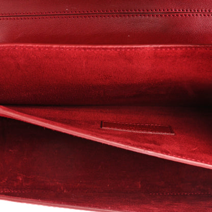 Saint Laurent Calfskin Crocodile Embossed Elise Chain Shoulder Bag Red 6 of 19