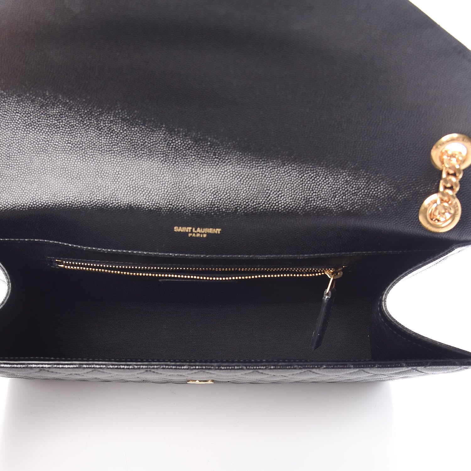 Saint Laurent Grain De Poudre Textured Mixed Matelasse Large Triquilt Monogram Satchel Black 5 of 11