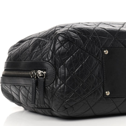 Chanel Aged Calfskin Quilted Large Secret Tag Bowling Bag Black 8 of 12