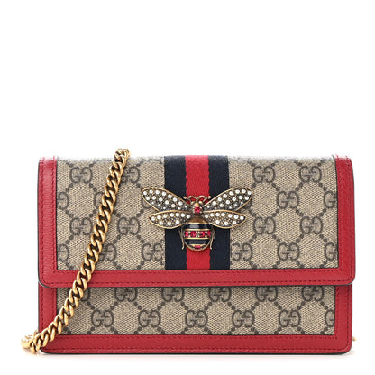 Gucci GG Supreme Monogram Web Queen Margaret Chain Wallet Red 1 of 8