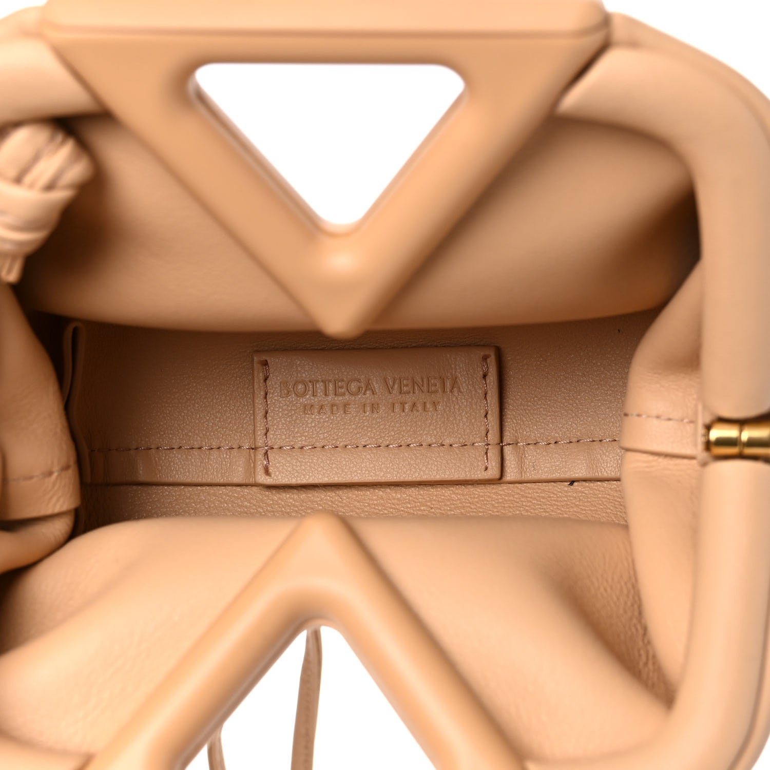 Bottega Veneta Calfskin The Point Coin Purse Almond 5 of 9