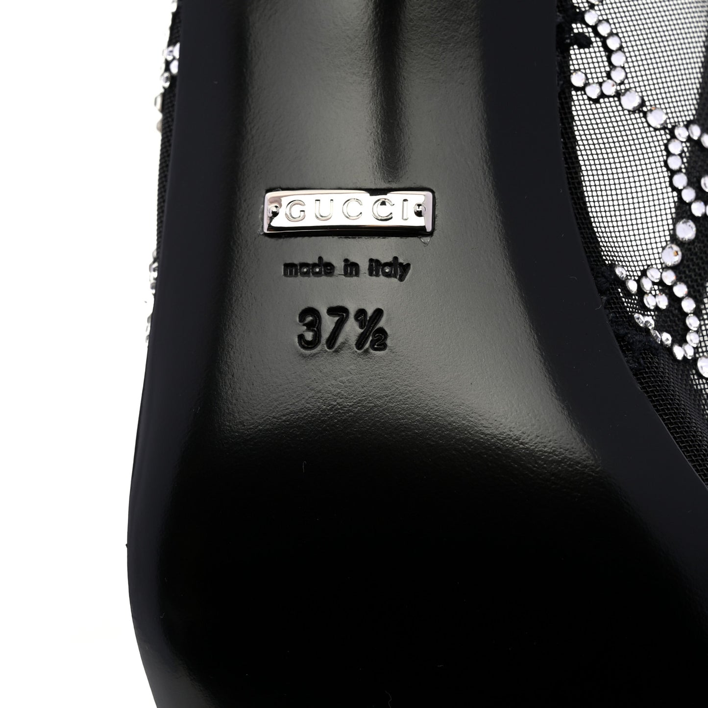 Tela Retino Kid Scamosciato Crystal GG Monogram Square G 95mm Slide Sandals 37.5 Black