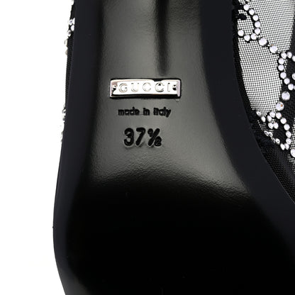 Gucci Tela Retino Kid Scamosciato Crystal GG Monogram Square G 95mm Slide Sandals 37.5 Black 7 of 8