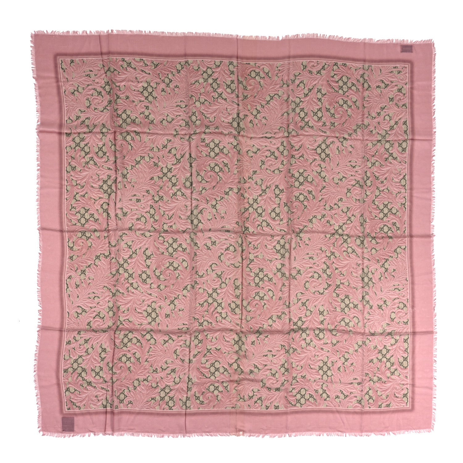 Gucci Modal Silk GG Monogram Big Arabesque Shawl Beige Pink 1 of 3