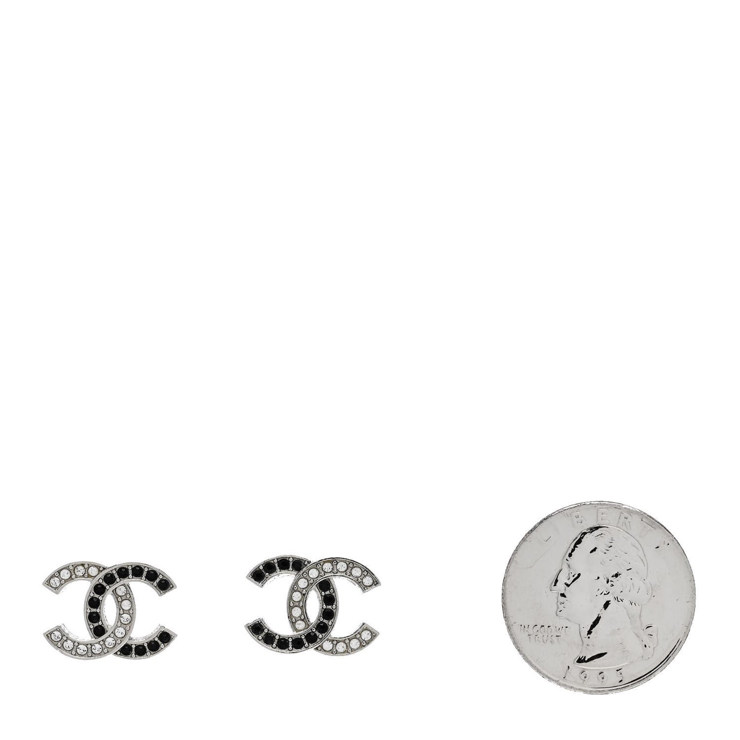 Crystal CC Earrings Silver Black