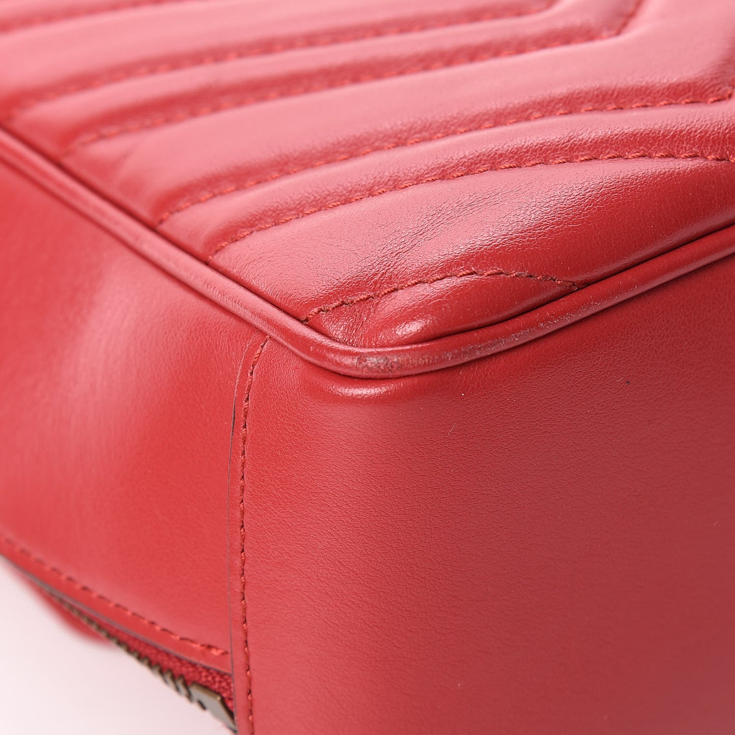 Calfskin Matelasse Sylvie Web Small GG Marmont Top Handle Shoulder Bag Hibiscus Red