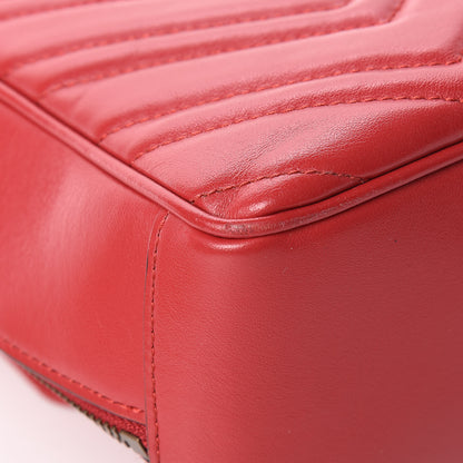 Gucci Calfskin Matelasse Sylvie Web Small GG Marmont Top Handle Shoulder Bag Hibiscus Red 12 of 14