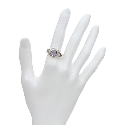 David Yurman Sterling Silver Diamond Amethyst 7mm Petite Albion Ring 54 6.75 2 of 5