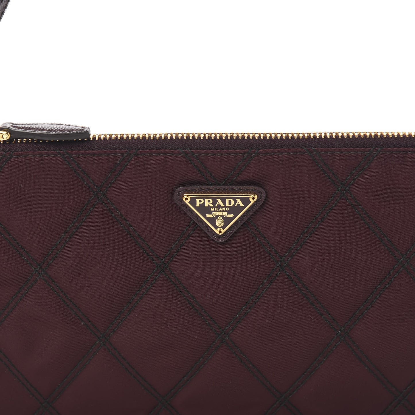 Tessuto Nylon Quilted Pochette Bag Granato