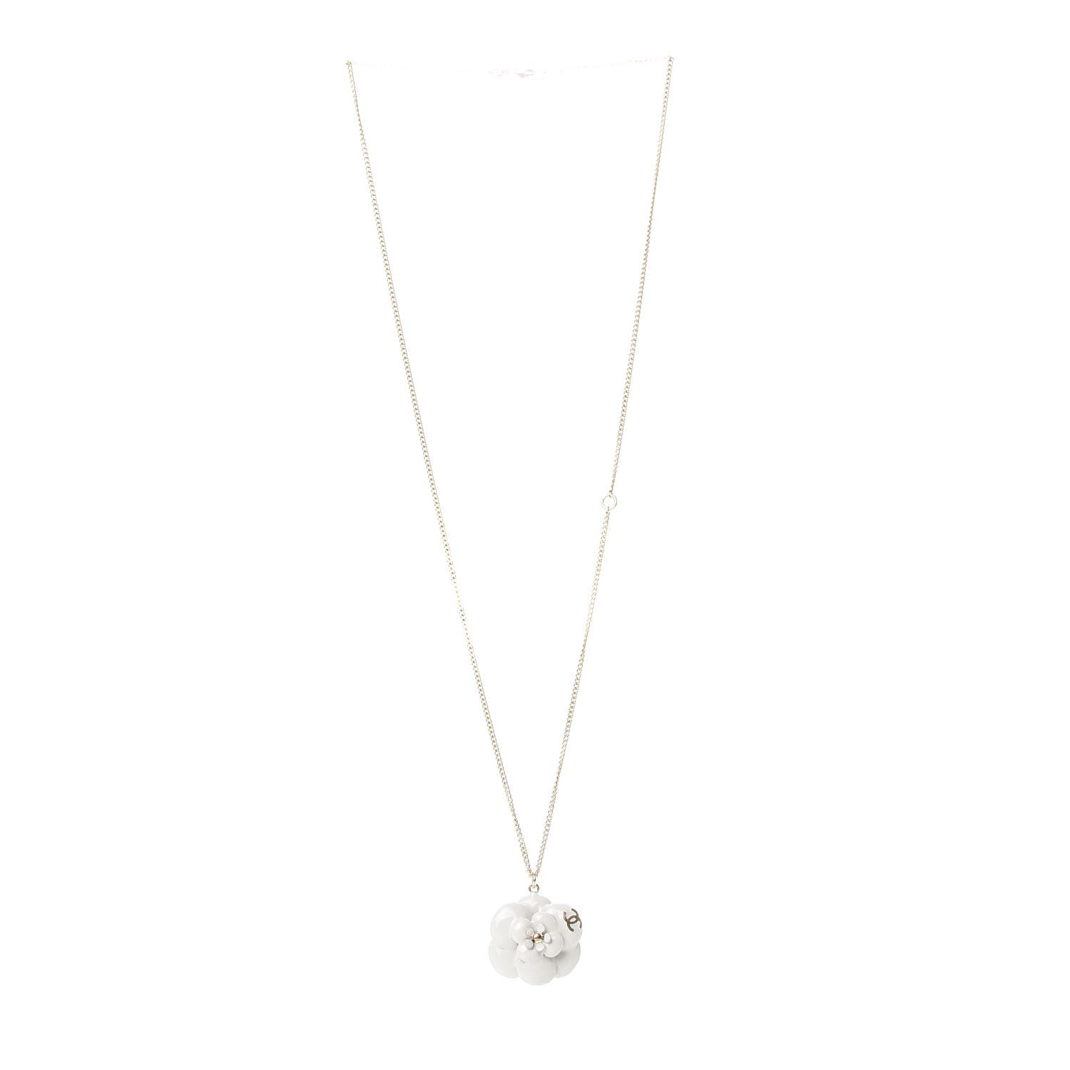 Chanel Enamel CC Camellia Pendant Necklace Gold 3 of 5