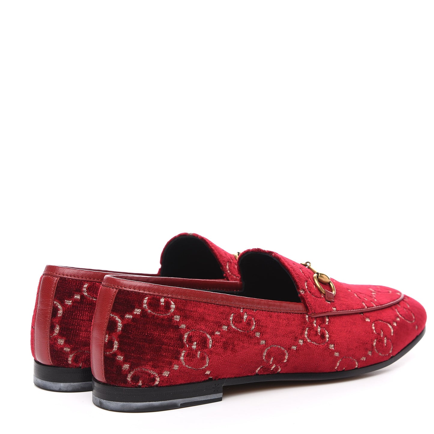 Velvet Malaga Kid GG Monogram Horsebit Womens Jordaan Loafers 38.5 Red Cipria Romantic Cerise