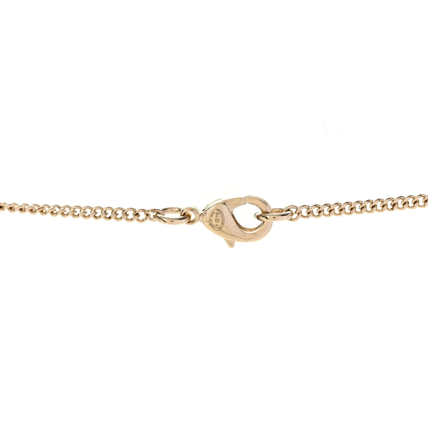 Metal Quilted CC Pendant Necklace Gold White