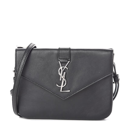 Saint Laurent Calfskin Monogram Tri Pocket Crossbody Bag Black 1 of 10