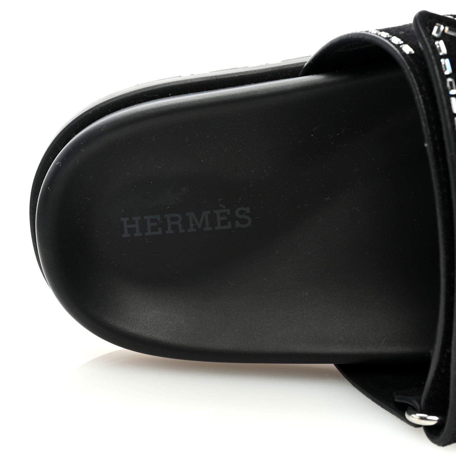 Hermes Suede Crystal Womens Chypre Sandals 37 Black 7 of 8