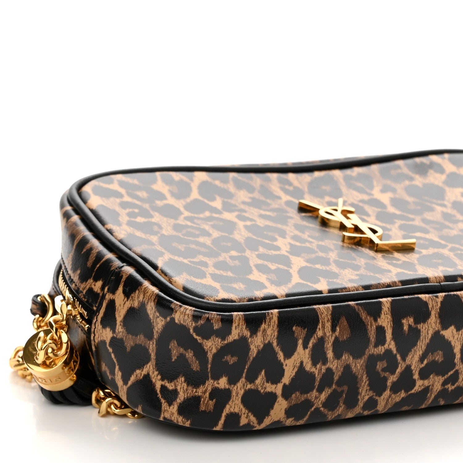 Saint Laurent Calfskin Heart Leopard Print Monogram Mini Lou Camera Bag Toffee 9 of 10