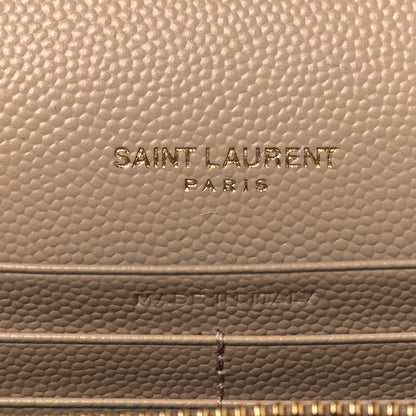 Saint Laurent Grain De Poudre Matelasse Chevron Monogram Chain Wallet Nude Powder 6 of 9