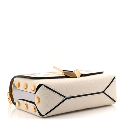 Jimmy Choo Calf Hair Mirror Embellished Lockett Petite Shoulder Bag White 4 of 10