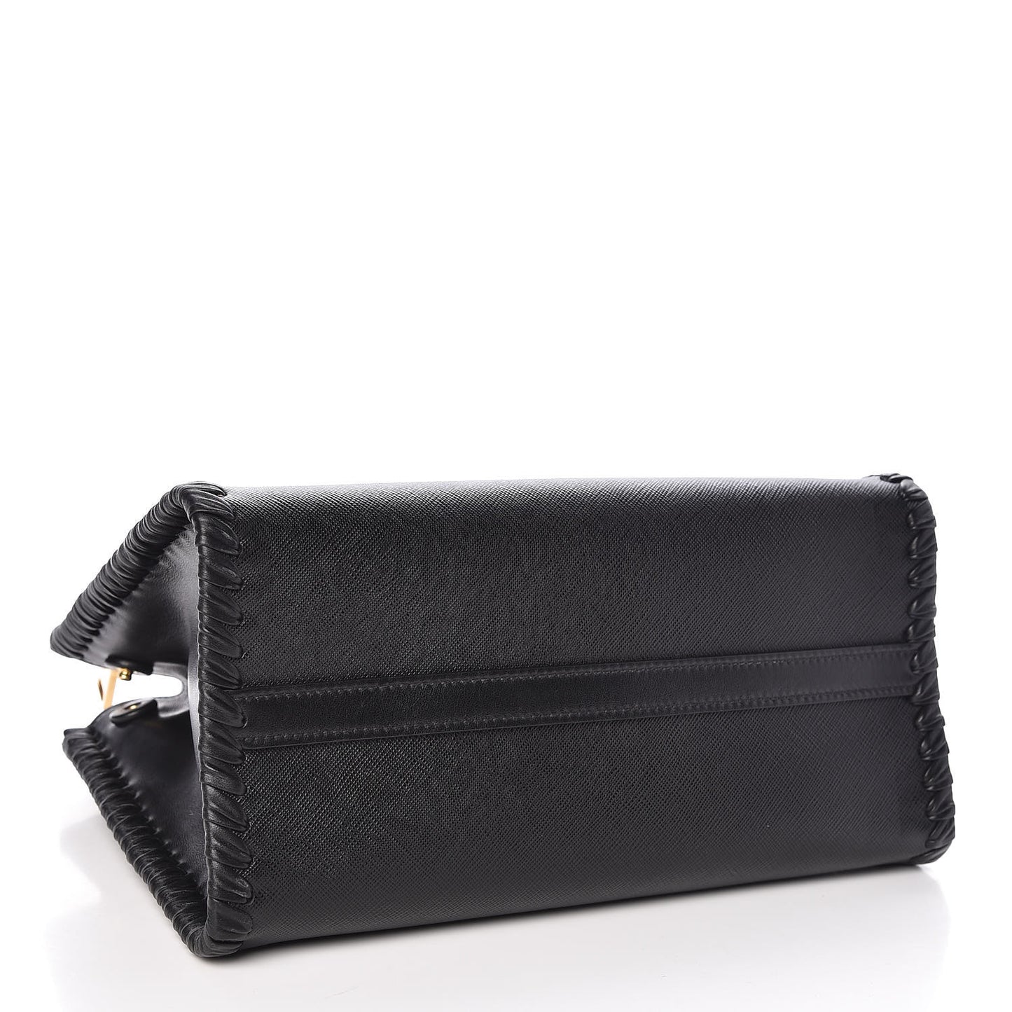 Saffiano City Calfskin Whipstitch Small Paradigme Bag Black