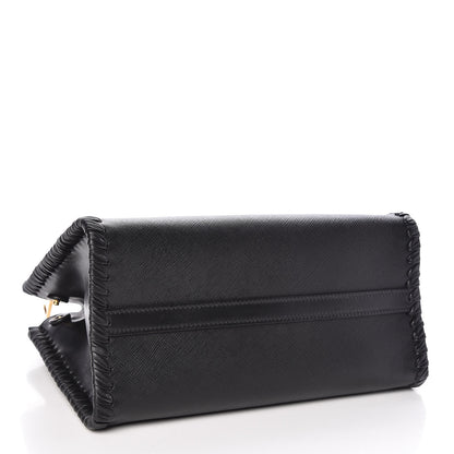 Prada Saffiano City Calfskin Whipstitch Small Paradigme Bag Black 4 of 10