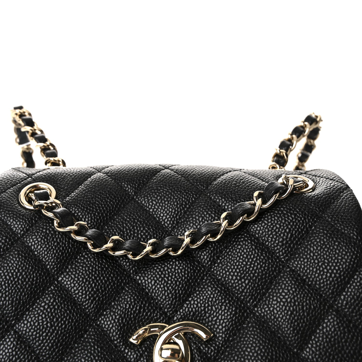 Chanel Shiny Caviar Quilted Medium Duma Pockets Drawstring Backpack Black 8 of 10