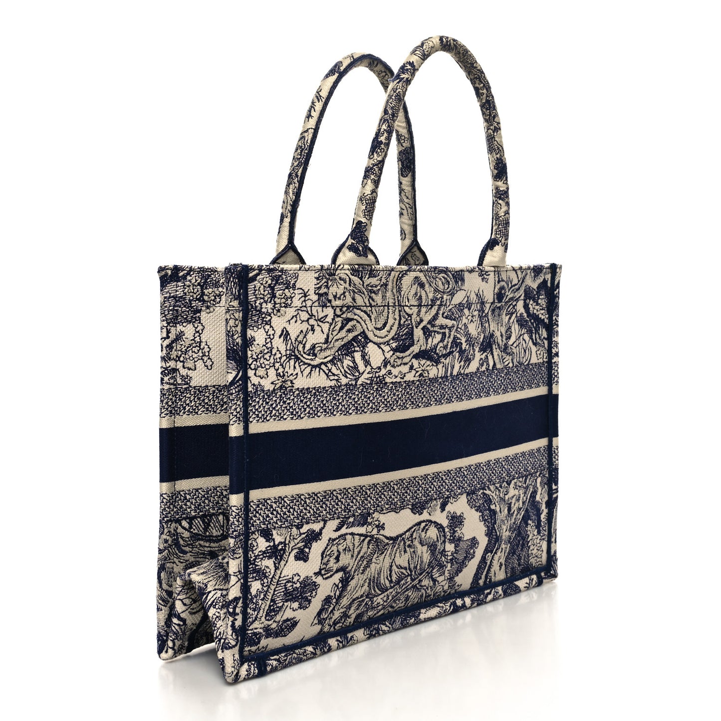 Canvas Embroidered Medium Dioriviera Toile De Jouy Book Tote Blue