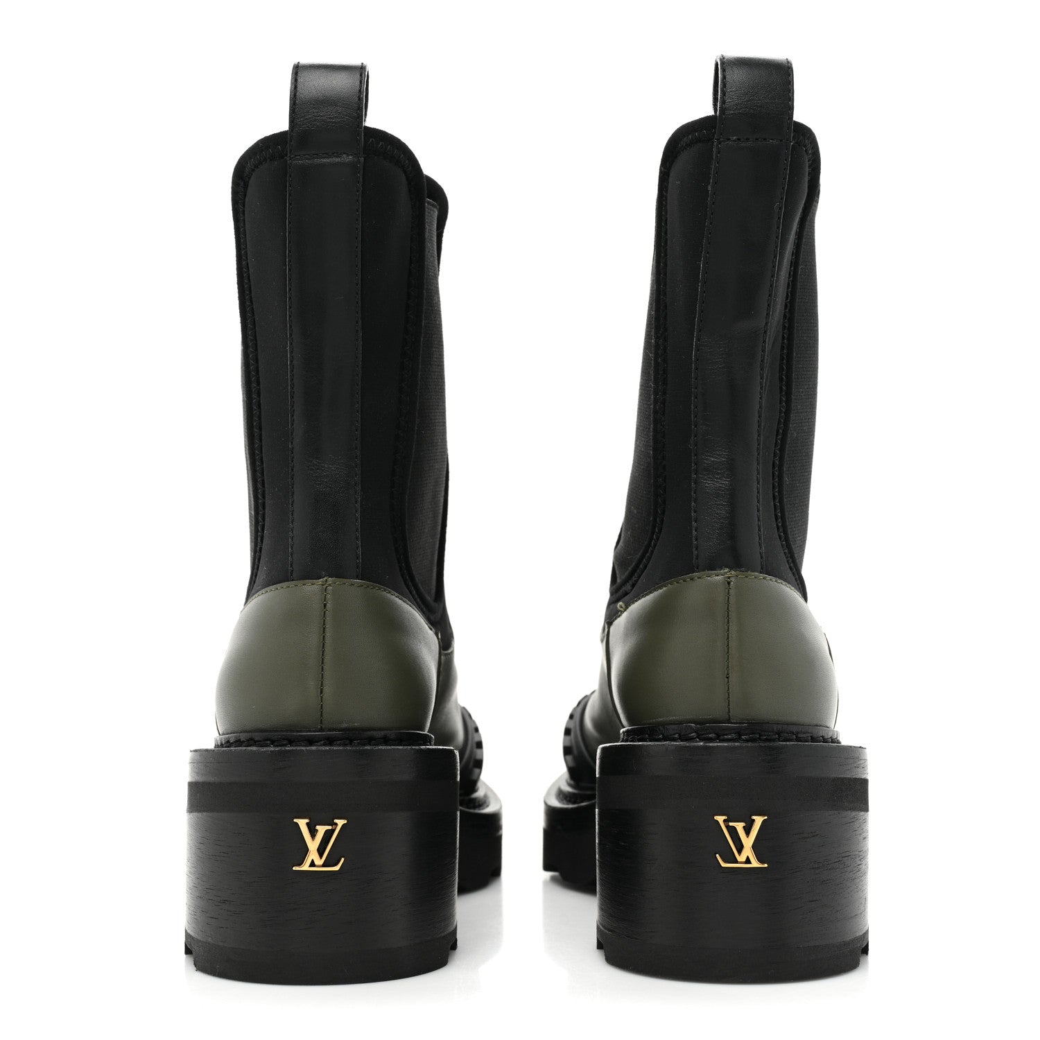 Louis Vuitton Calfskin Beaubourg Ankle Boots 37.5 Black Green 4 of 10