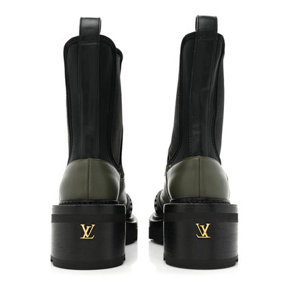 Louis Vuitton Calfskin Beaubourg Ankle Boots 37.5 Black Green 4 of 10
