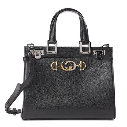 Gucci Grainy Calfskin Small Zumi Top Handle Bag Black 1 of 11