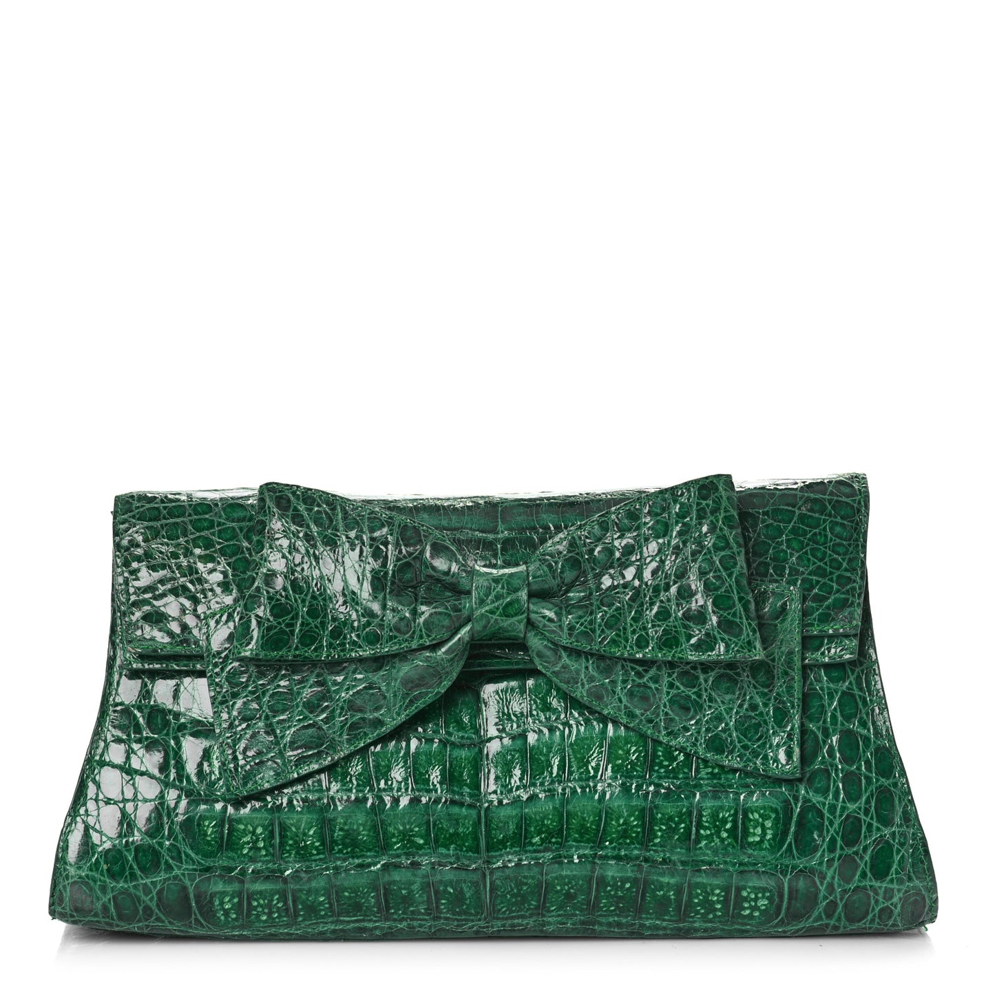 Crocodile Bow Clutch Green