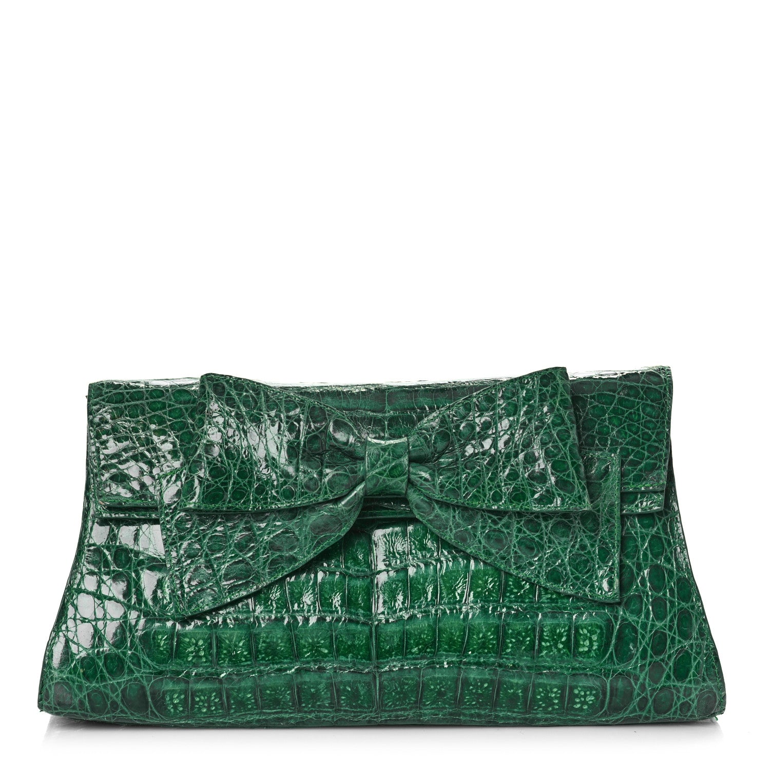 Nancy Gonzalez Crocodile Bow Clutch Green 1 of 15