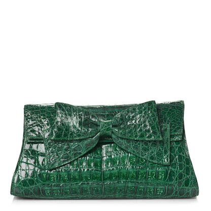 Nancy Gonzalez Crocodile Bow Clutch Green 1 of 15