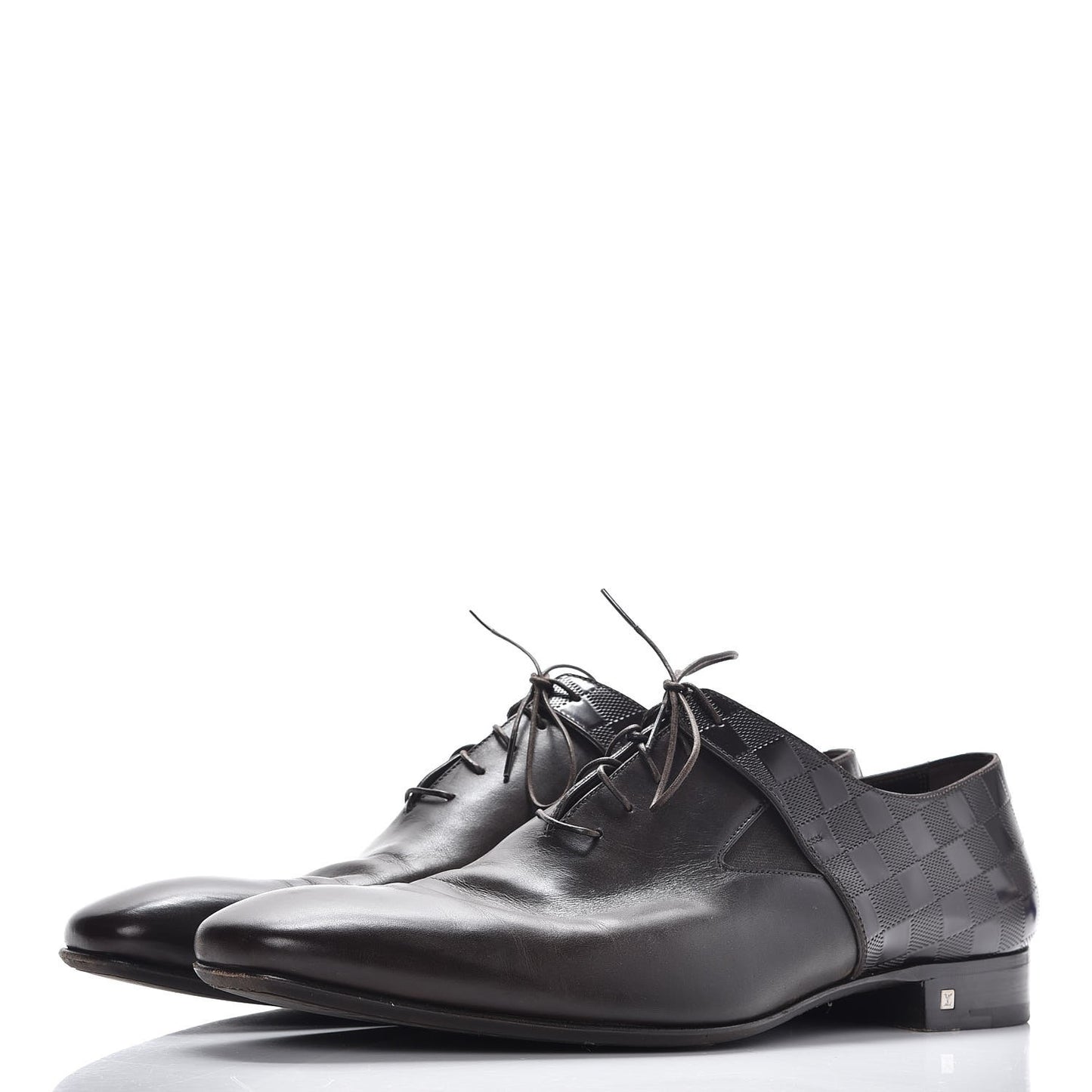 Mens Calfskin Damier Delaware Lace Up Shoes 13 Brown