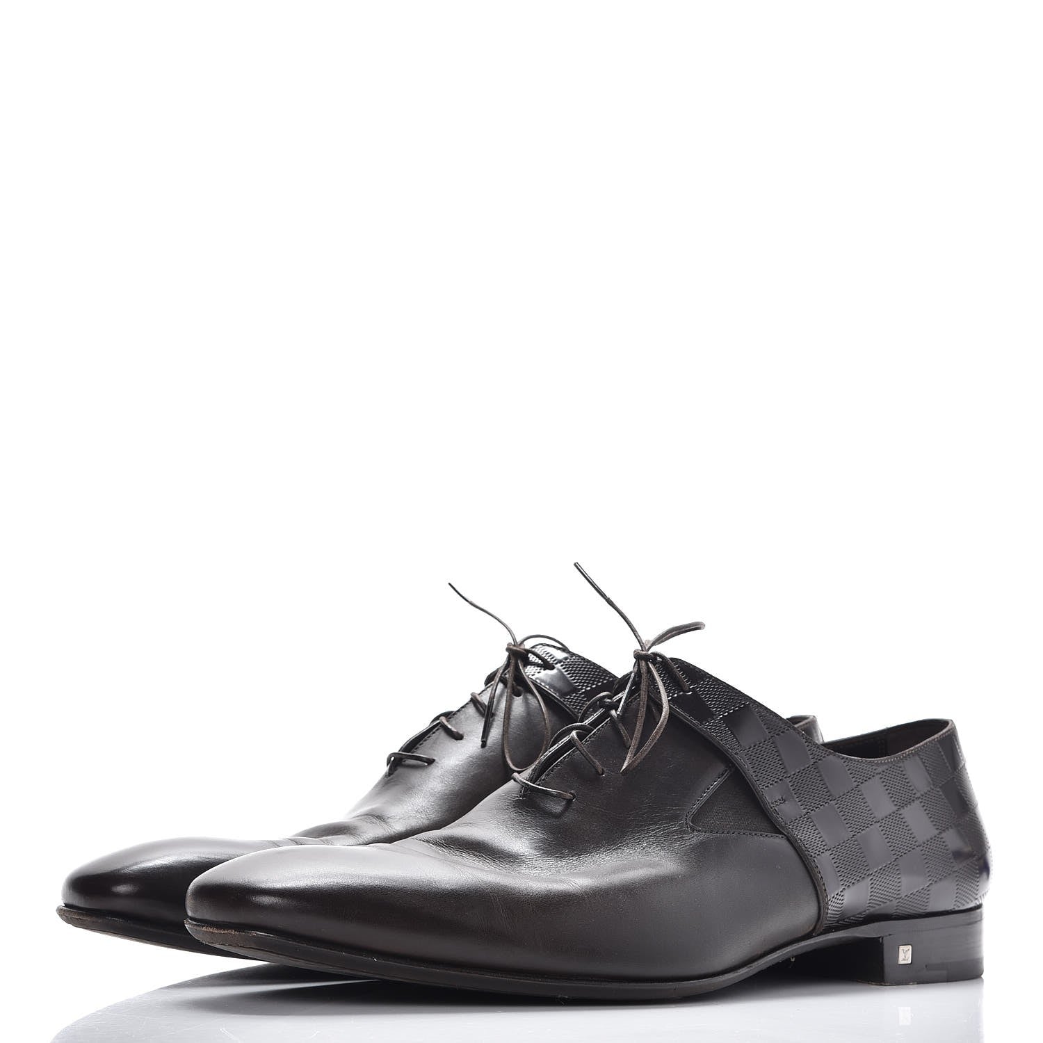 Louis Vuitton Mens Calfskin Damier Delaware Lace Up Shoes 13 Brown 3 of 10
