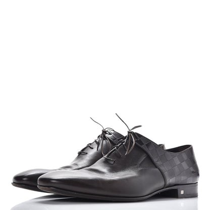 Louis Vuitton Mens Calfskin Damier Delaware Lace Up Shoes 13 Brown 3 of 10
