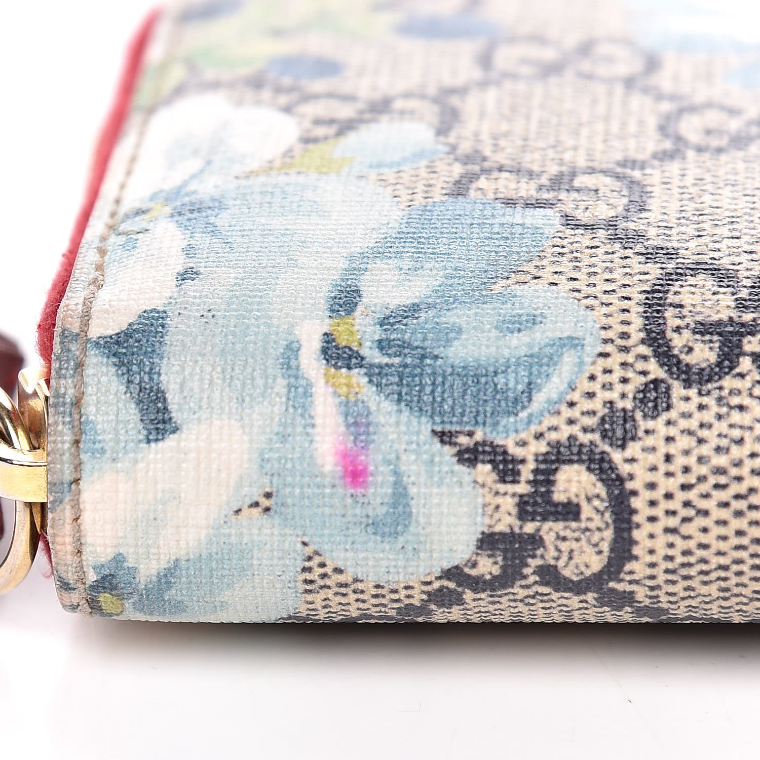 Gucci GG Supreme Monogram Blooms Zip Around Wallet Blue Red 8 of 14