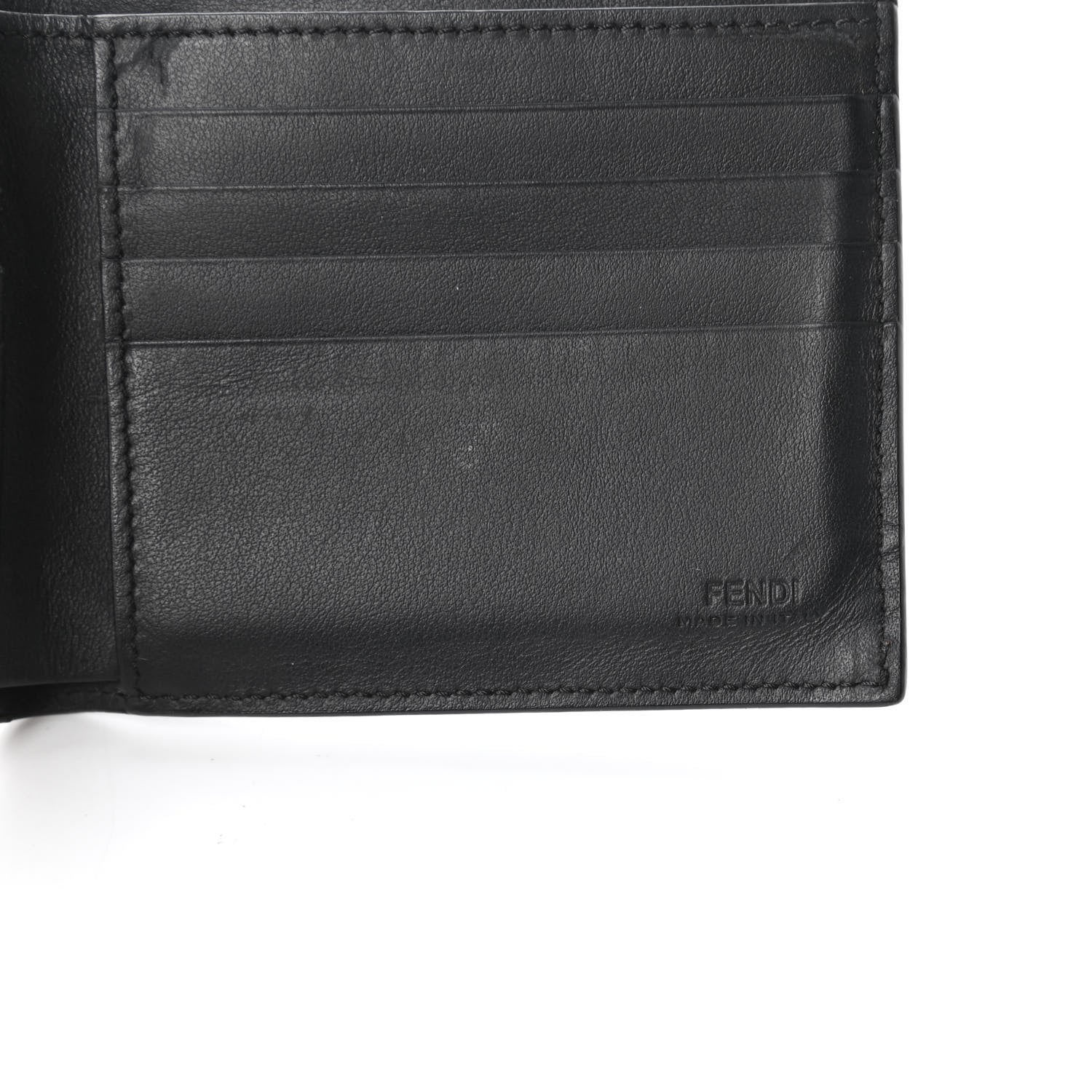 Fendi Vitello Century Mini Bug Eyes Bi-Fold Wallet Black 8 of 11