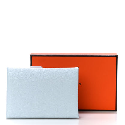 Hermes Chevre Mysore Verso Calvi Duo Card Case Bleu Brume Cuivre 9 of 9