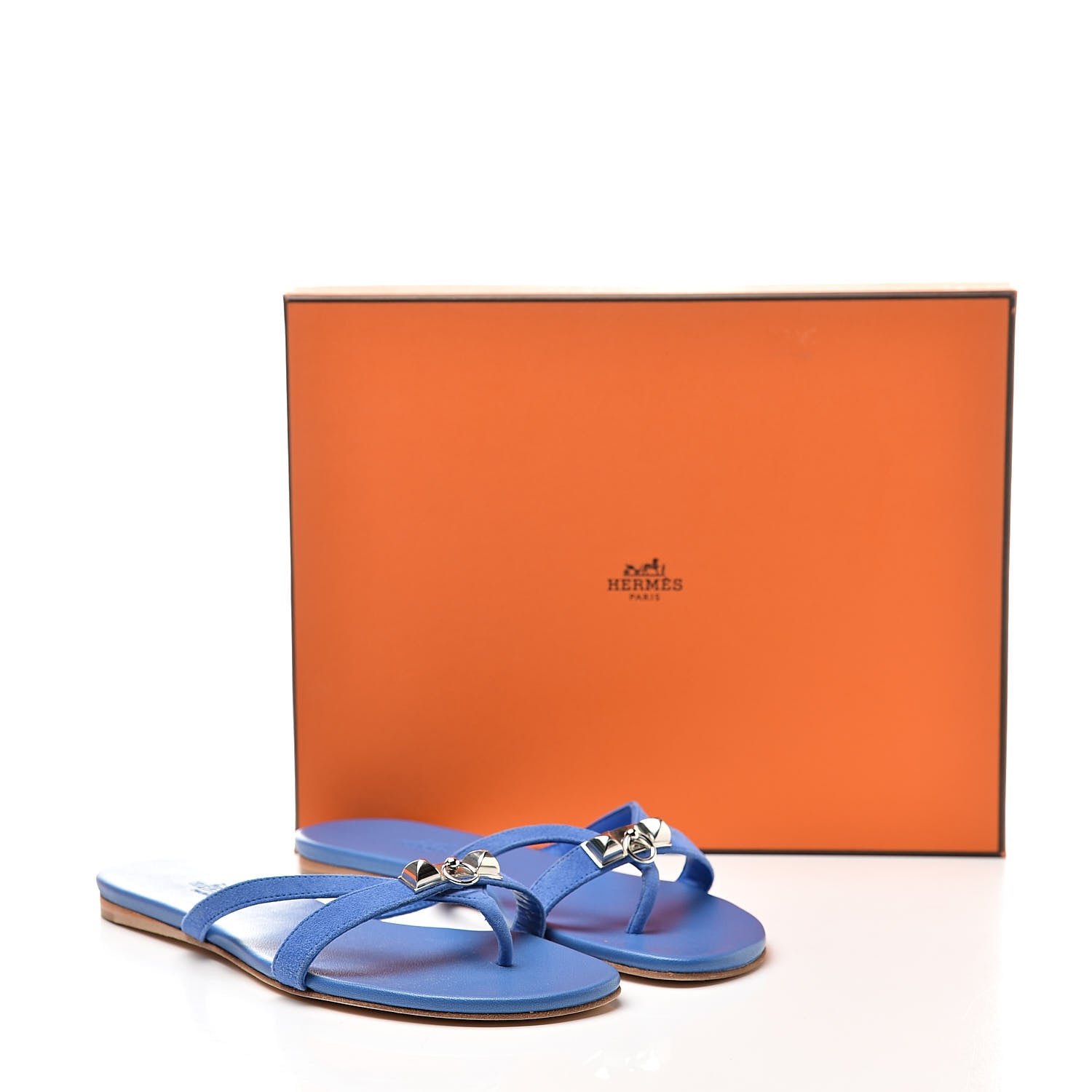 Hermes Suede Nappa Corfou Sandals 37 Bleu 11 of 11