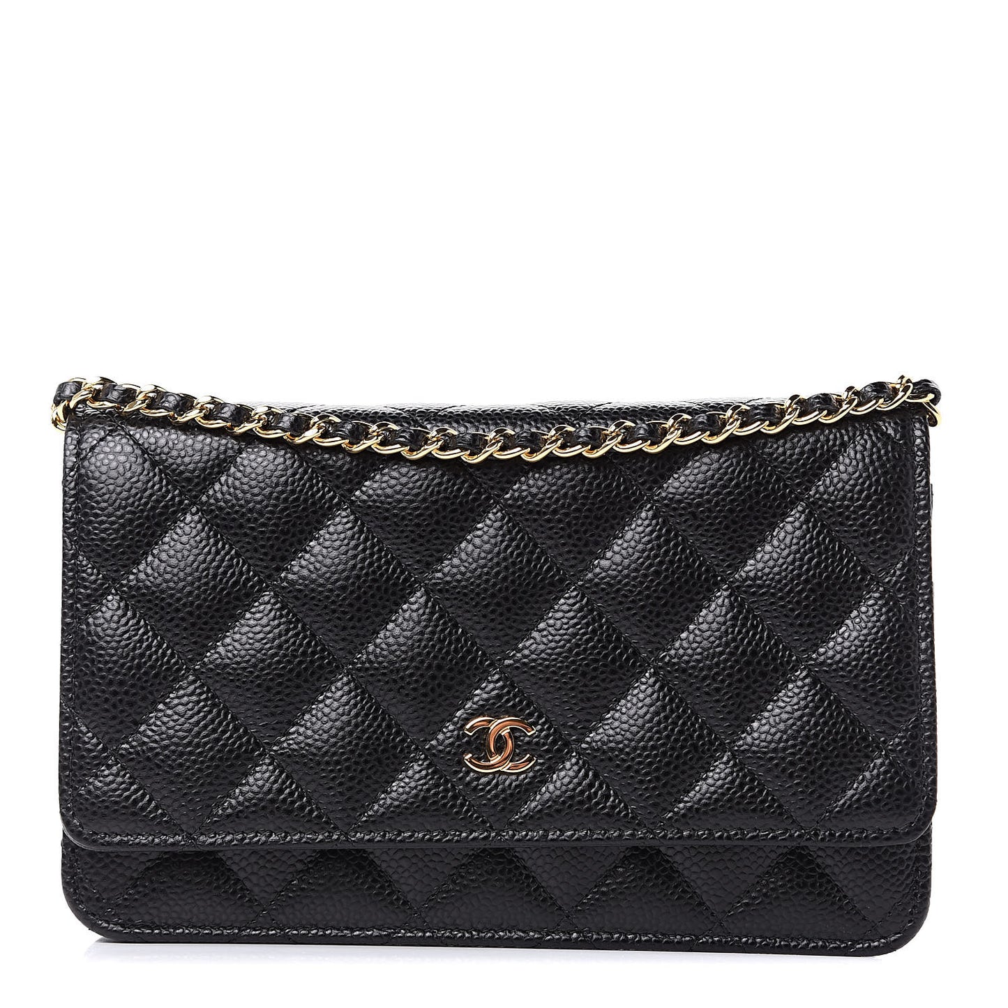 Caviar Quilted Wallet On Chain WOC Black