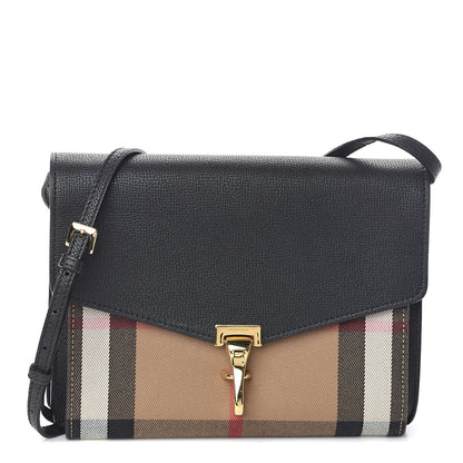 Burberry Derby Calfskin House Check Small Macken Crossbody Bag Black 1 of 9