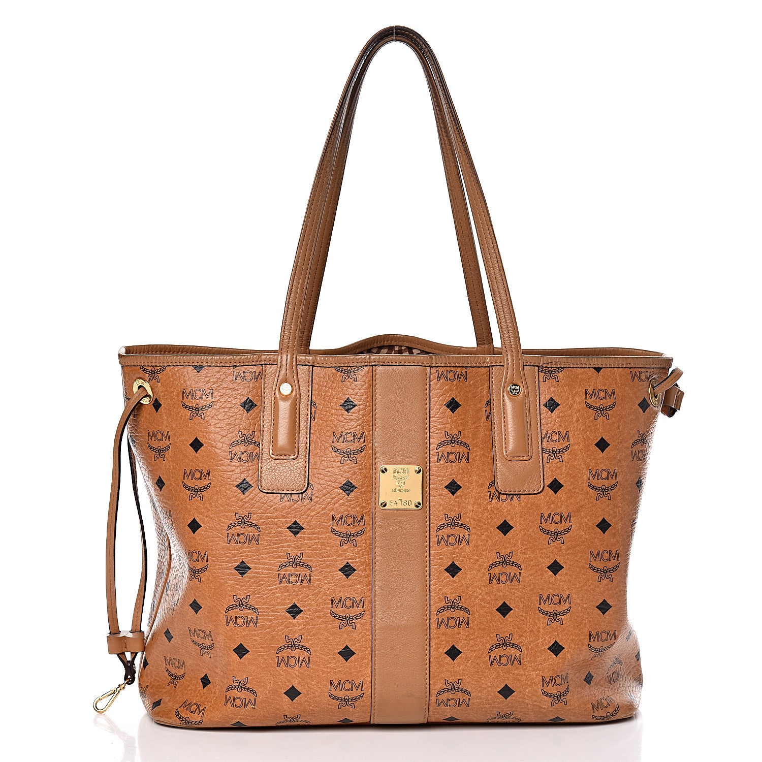 MCM Visetos Medium Liz Reversible Shopper Tote Cognac 4 of 31