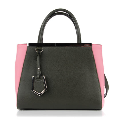 Fendi Vitello Elite Flamingo Petite 2Jours Tote Verde Prato Pink 1 of 10