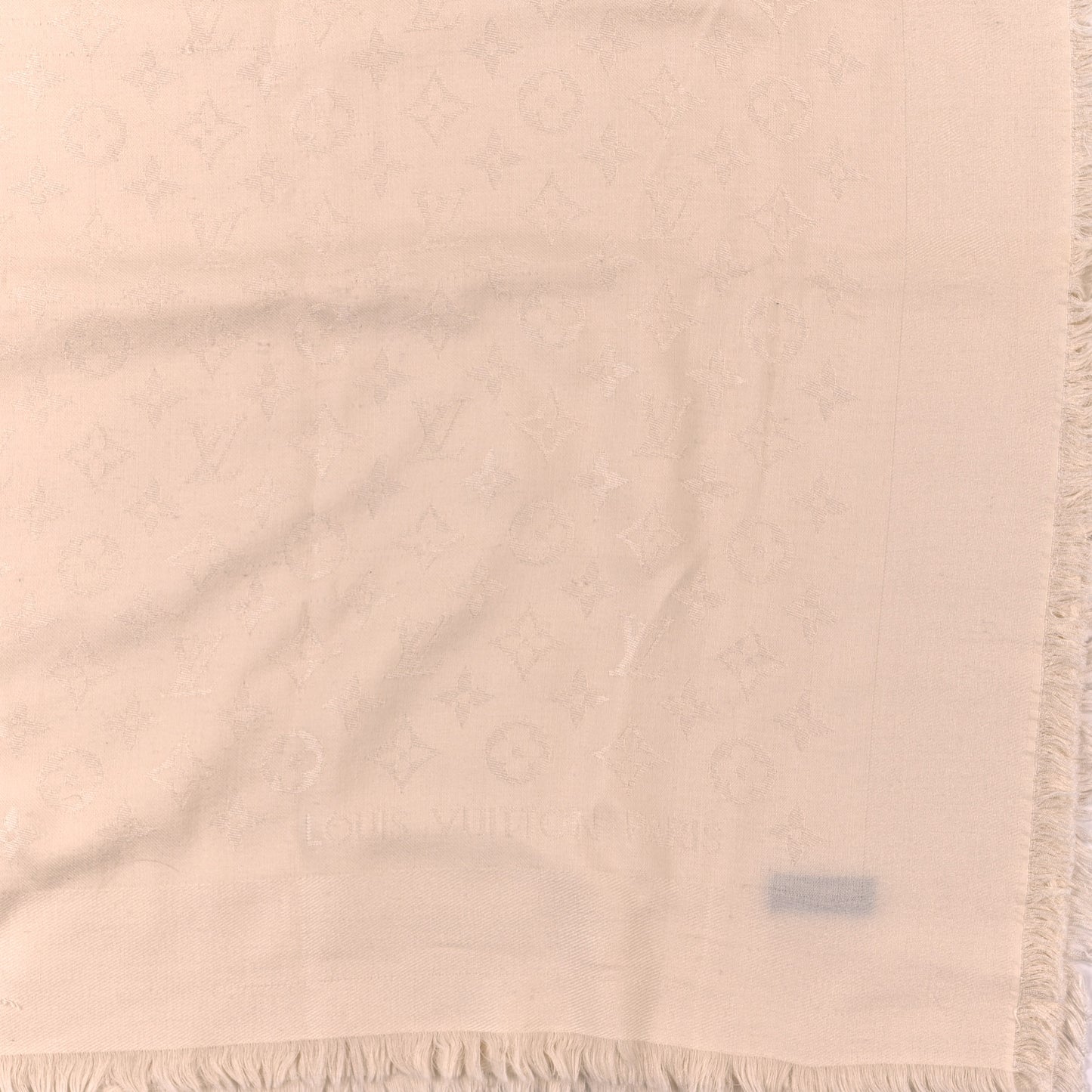 Silk Wool Monogram Shine Shawl White