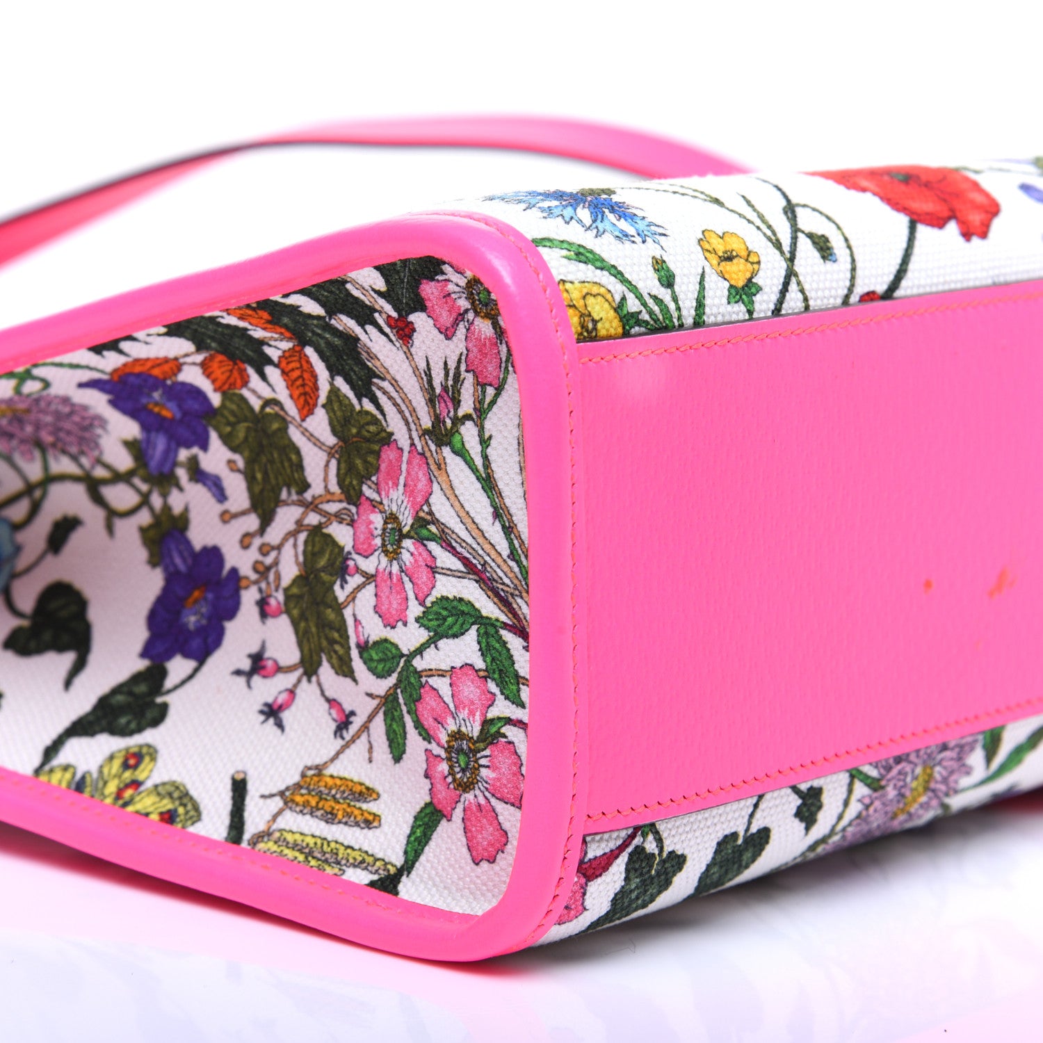 Gucci Canvas Medium Flora Tote Fuchsia 6 of 14
