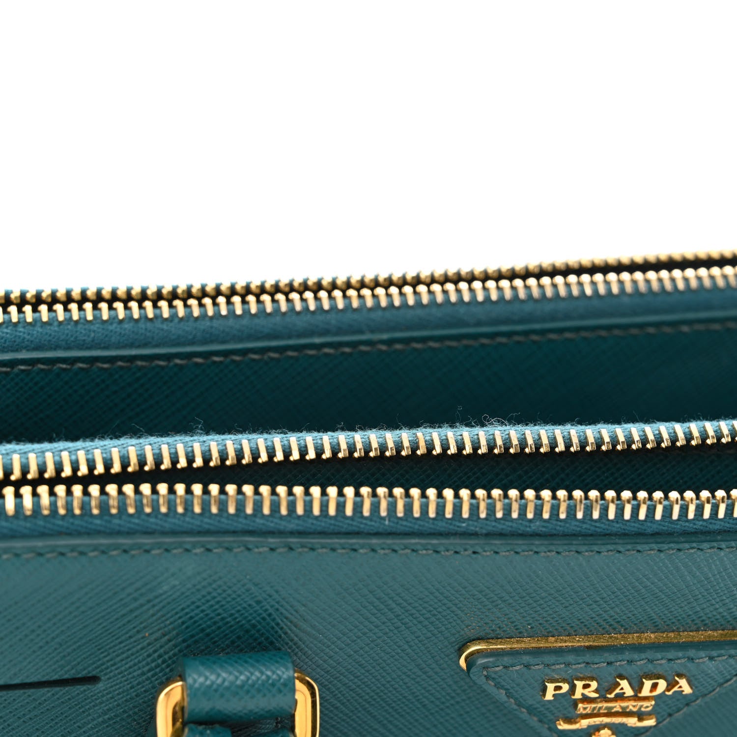 Prada Saffiano Lux Mini Double Zip Tote Ottanio 13 of 15