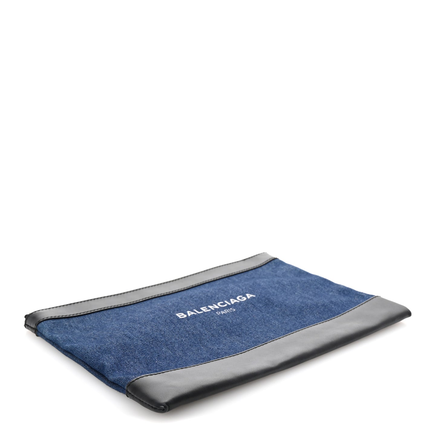 Denim Calfskin Logo Clutch Blue Black
