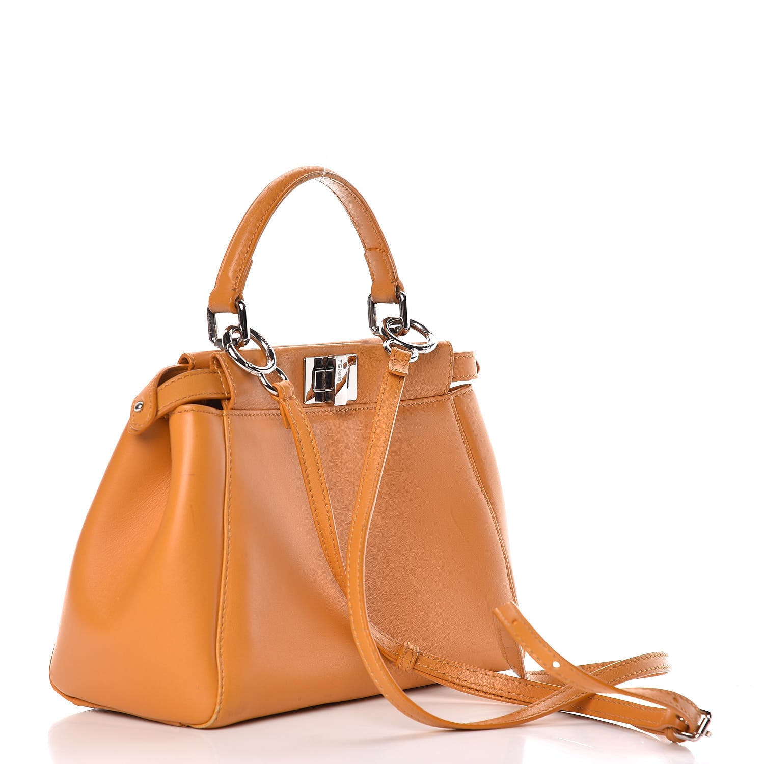 Fendi Nappa Mini Peekaboo Iconic Satchel Giallo Syrup 3 of 20