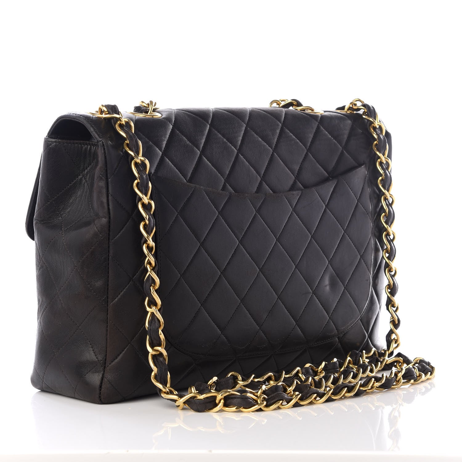 Chanel Lambskin Quilted XL Jumbo Single Flap Black 2 of 8
