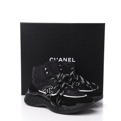 Chanel Fabric Suede Womens CC Sneakers 36.5 Black 10 of 10